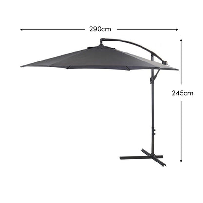 Grey Lean Over Parasol - 2.9m Round - Rattan Direct
