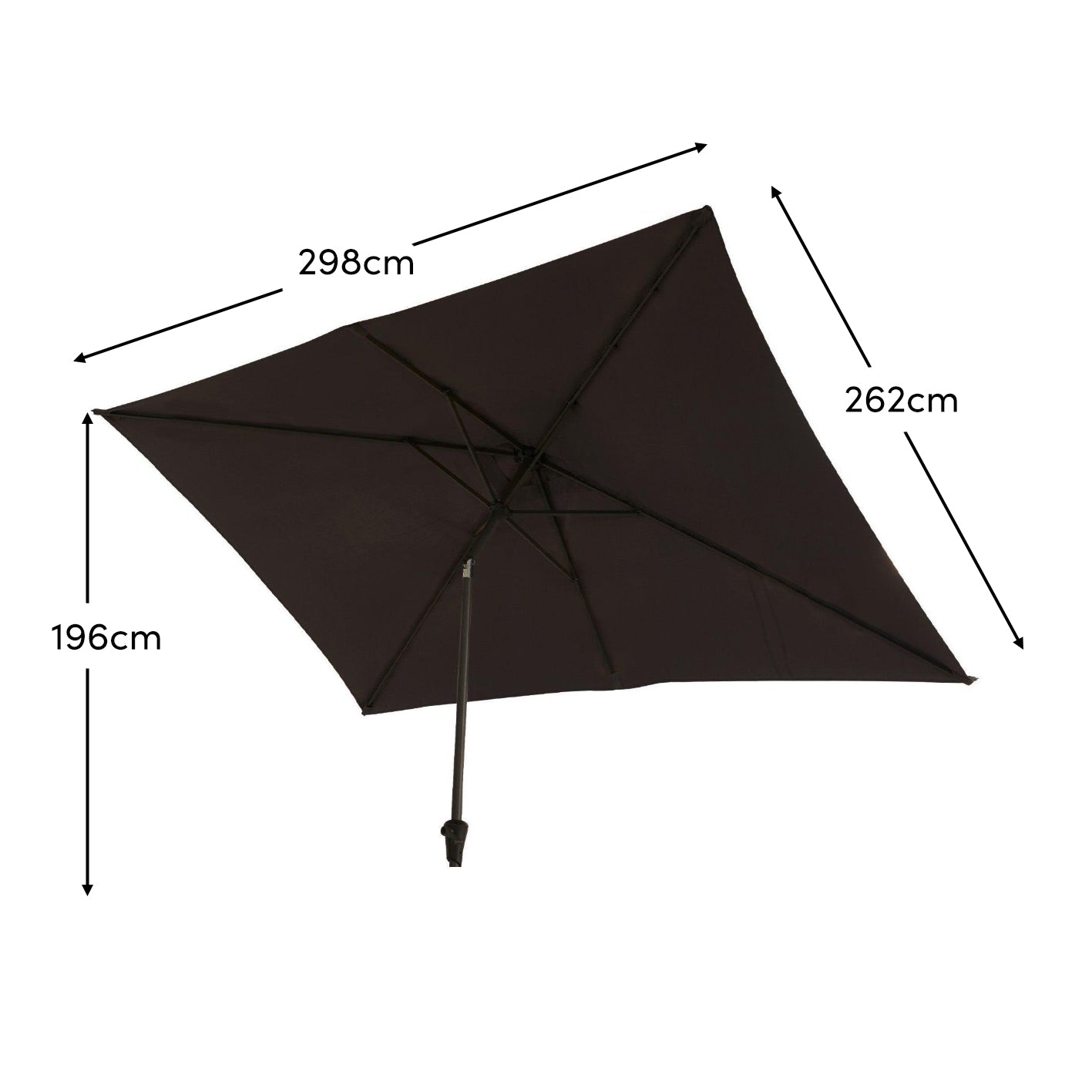 Grey Parasol - 2x3m Rectangle - Rattan Direct