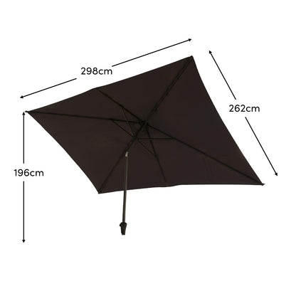 Grey Parasol - 2x3m Rectangle - Rattan Direct