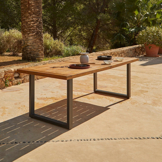 Hali 8 Seater Steel Acacia Top Dining Table 235cm - Laura James 