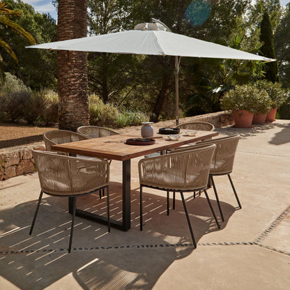 Hali 6 Seater Wooden Outdoor Dining Set with Hali Natural Chairs - 175cm