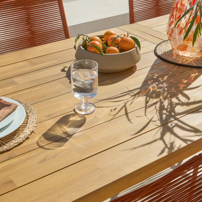 Hali 6 Seater Wooden Garden Dining Set with Ryder Burnt Orange Chairs - 175cm - Laura James