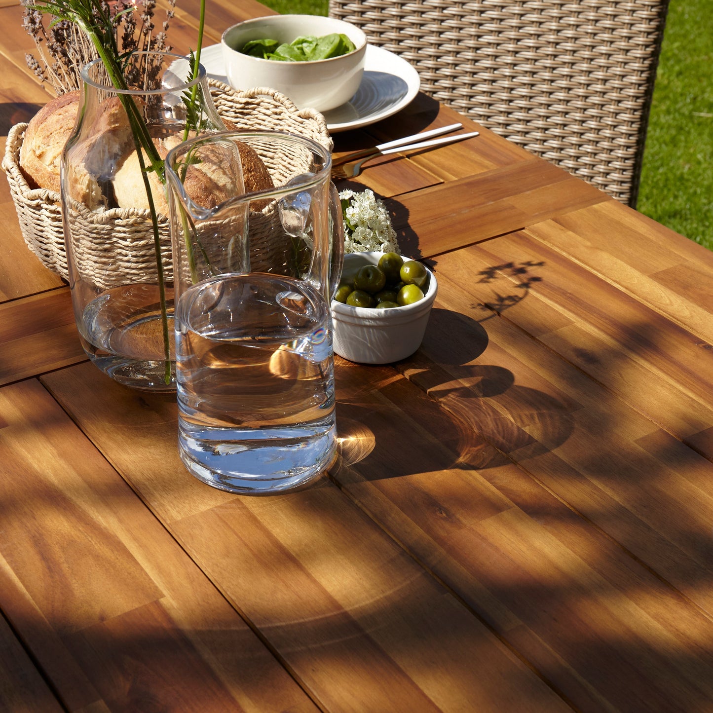 Hali 6 Seater Wooden Outdoor Dining Set with Hali Black Chairs - 235cm