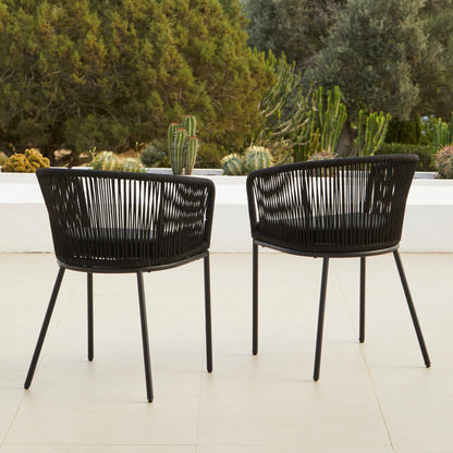 Hali Black Rope Chair with Cushions - Set of 2 - Laura James 