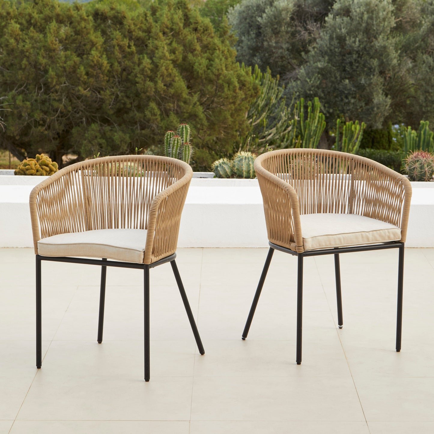 Hali Natural Rope Chair with Cushions - Set of 2 - Laura James 