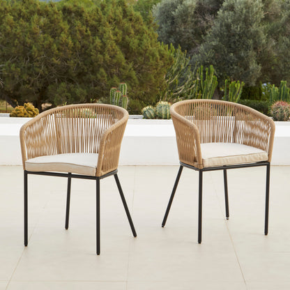 Hali Natural Rope Chair with Cushions - Set of 2 - Laura James 