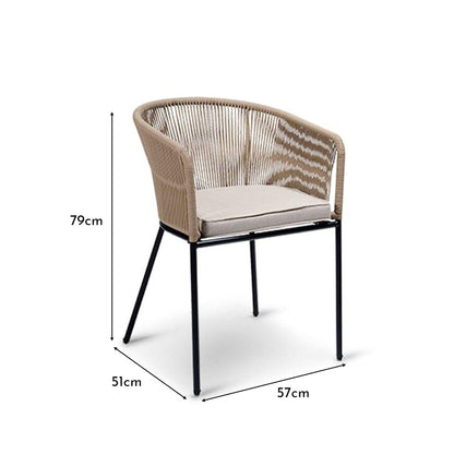 Hali Natural Rope Chair with Cushions - Set of 2