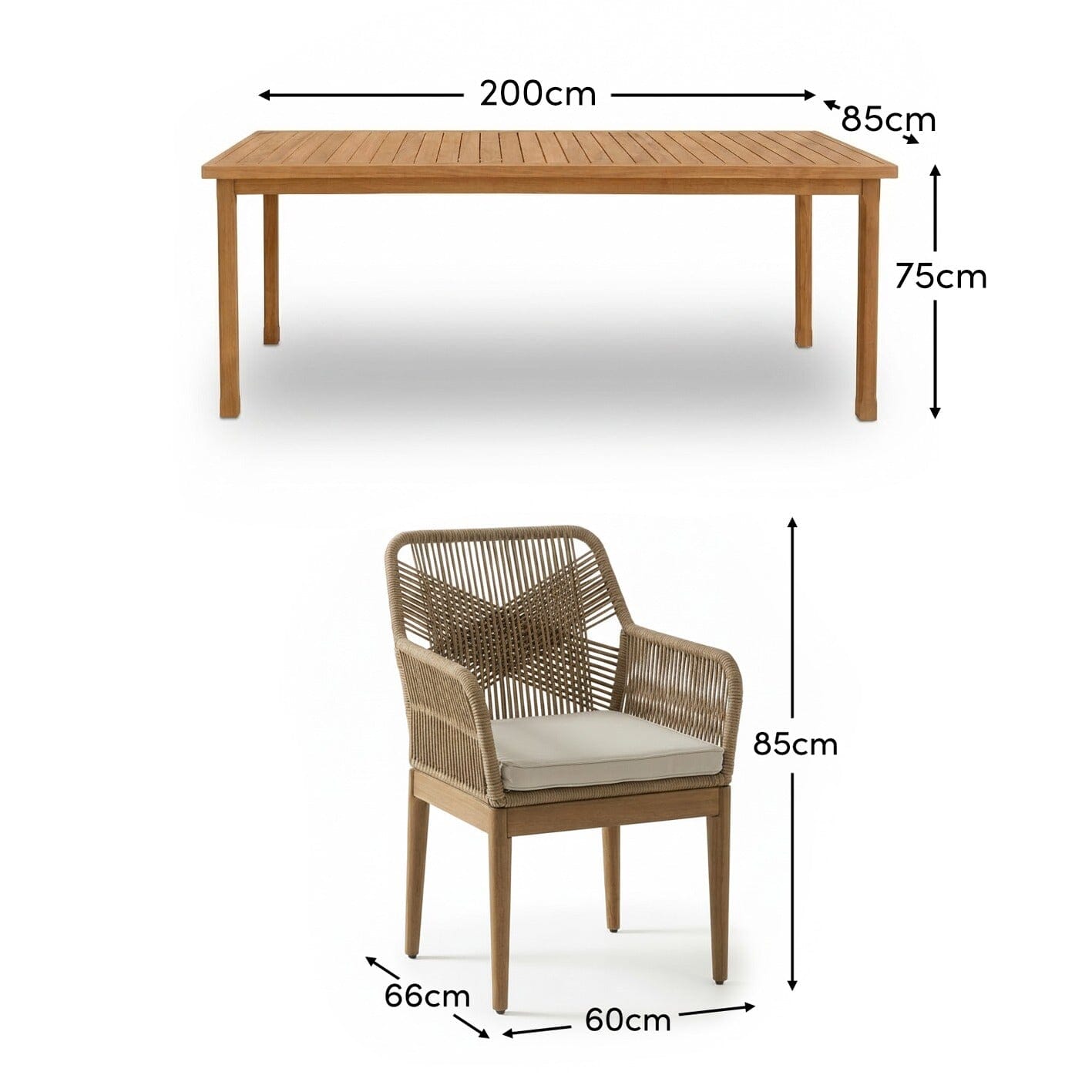 Harlyn 6 Seater Wooden Garden Dining Set with Killian Chairs - 200cm - Laura James