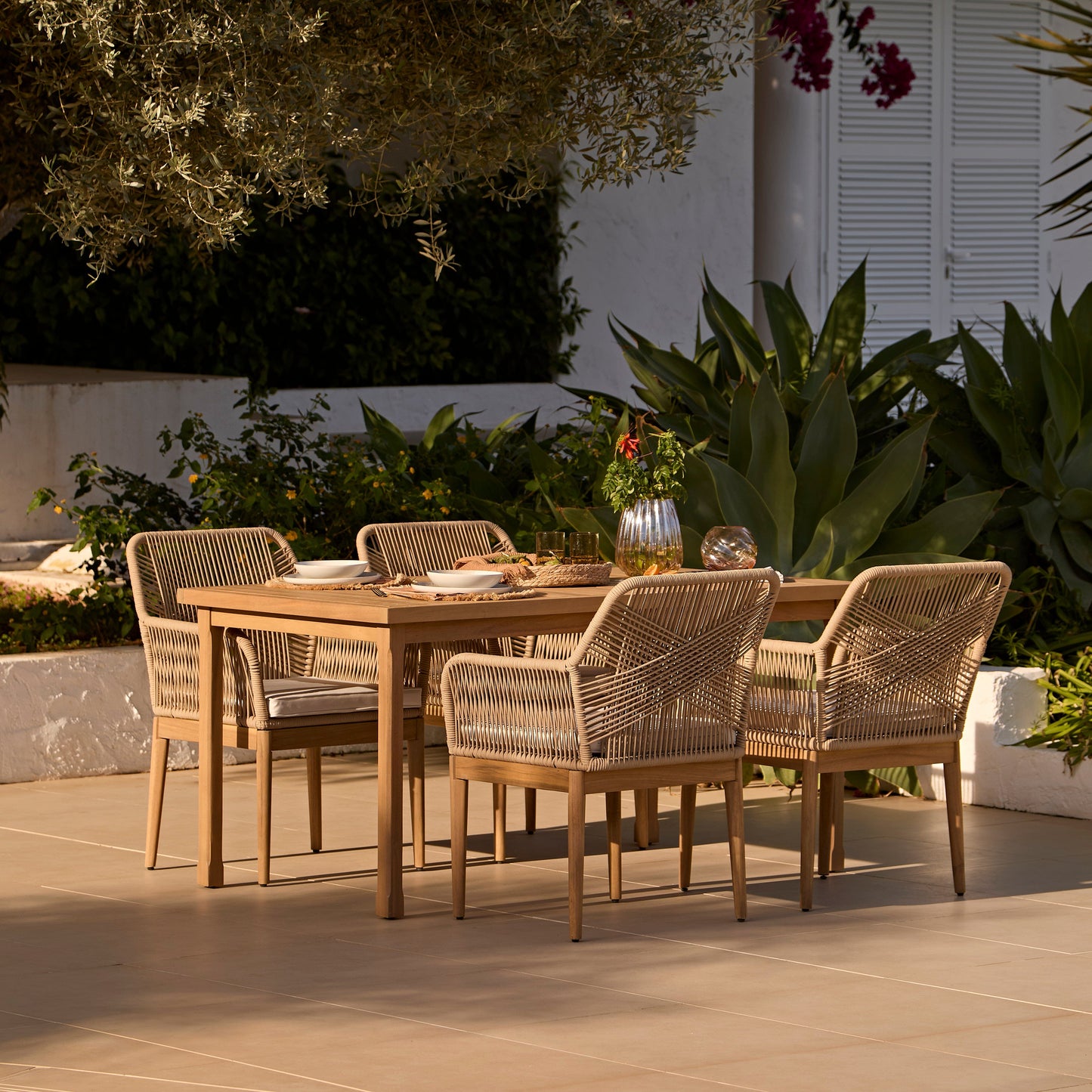 Harlyn 4 Seater Wooden Garden Dining Set with Killian Chairs - 160cm - Laura James