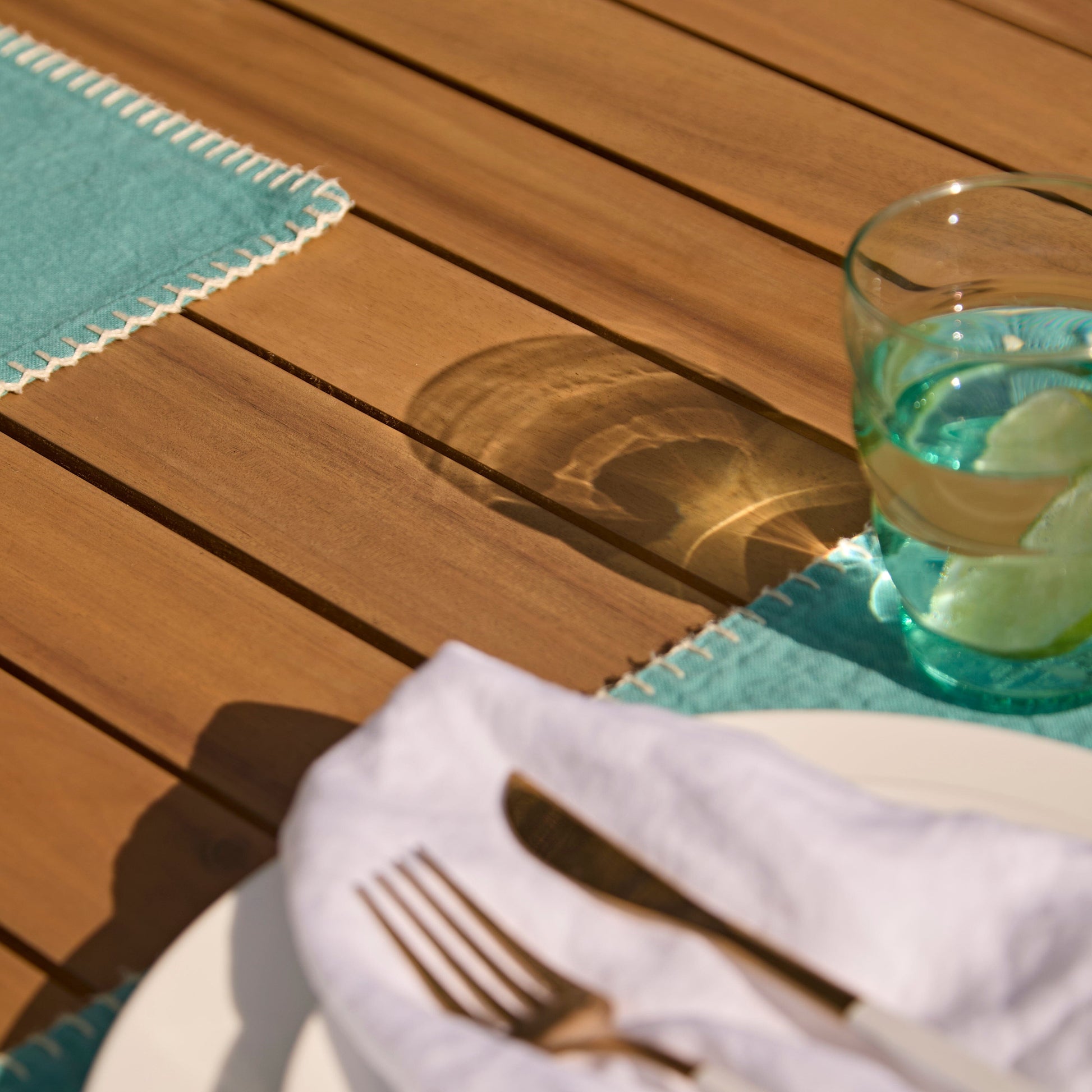 Harlyn 8 Seater Wooden Garden Dining Table - White Acacia - Laura James