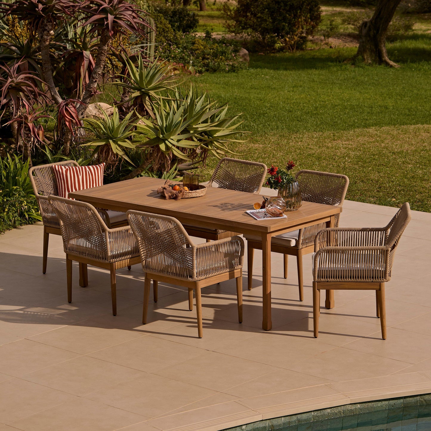 Harlyn 6 Seater Wooden Garden Dining Set with Killian Chairs - 200cm - Laura James