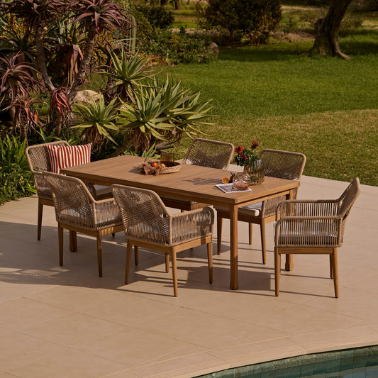 Harlyn 6 Seater Wooden Garden Dining Set with Killian Chairs - 200cm - Laura James