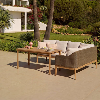 Harlyn 5 Seater Corner Sofa with Dining Table - Tawny Rattan - Laura James