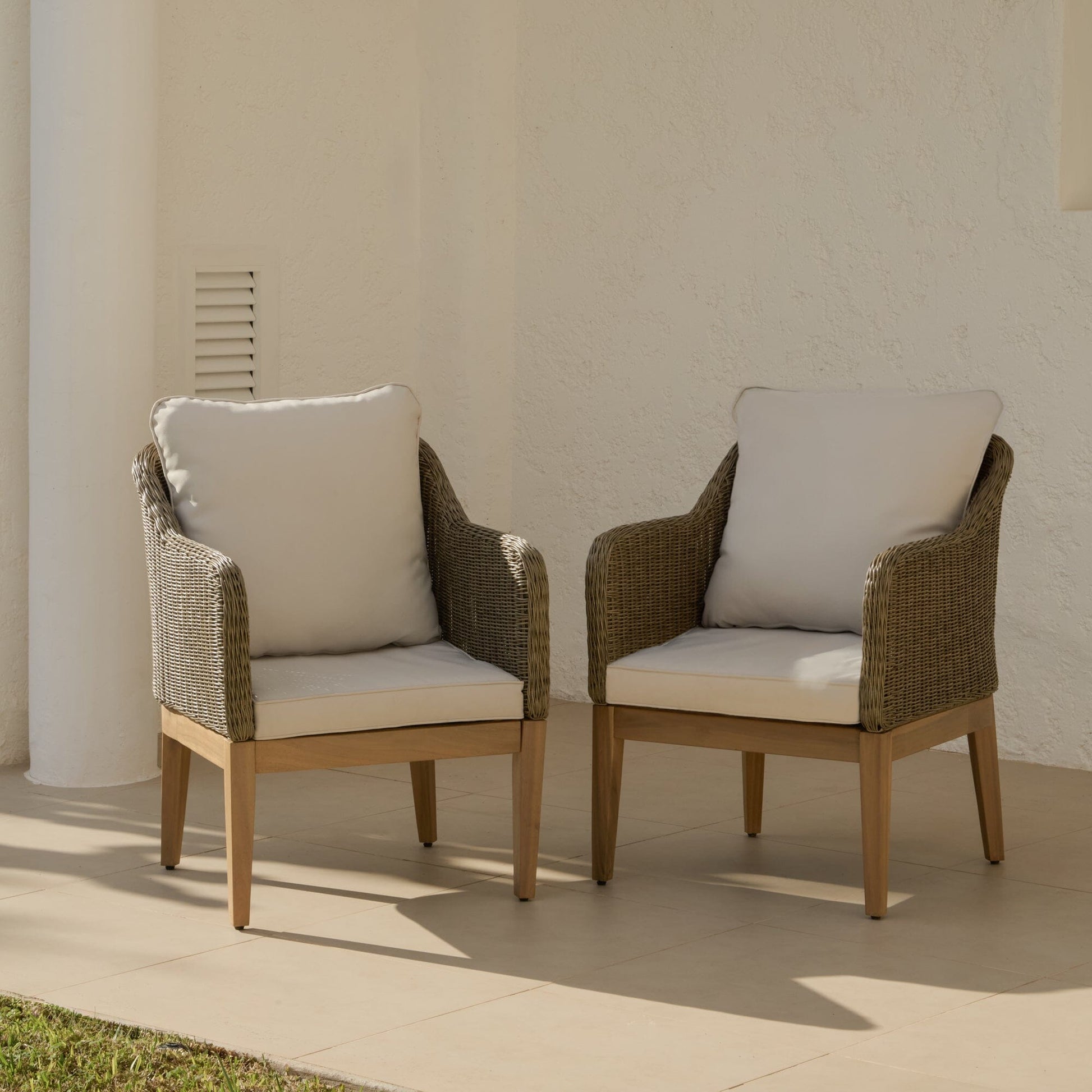 Harlyn Tawny Rattan Garden Armchairs - Set of 2 - Laura James