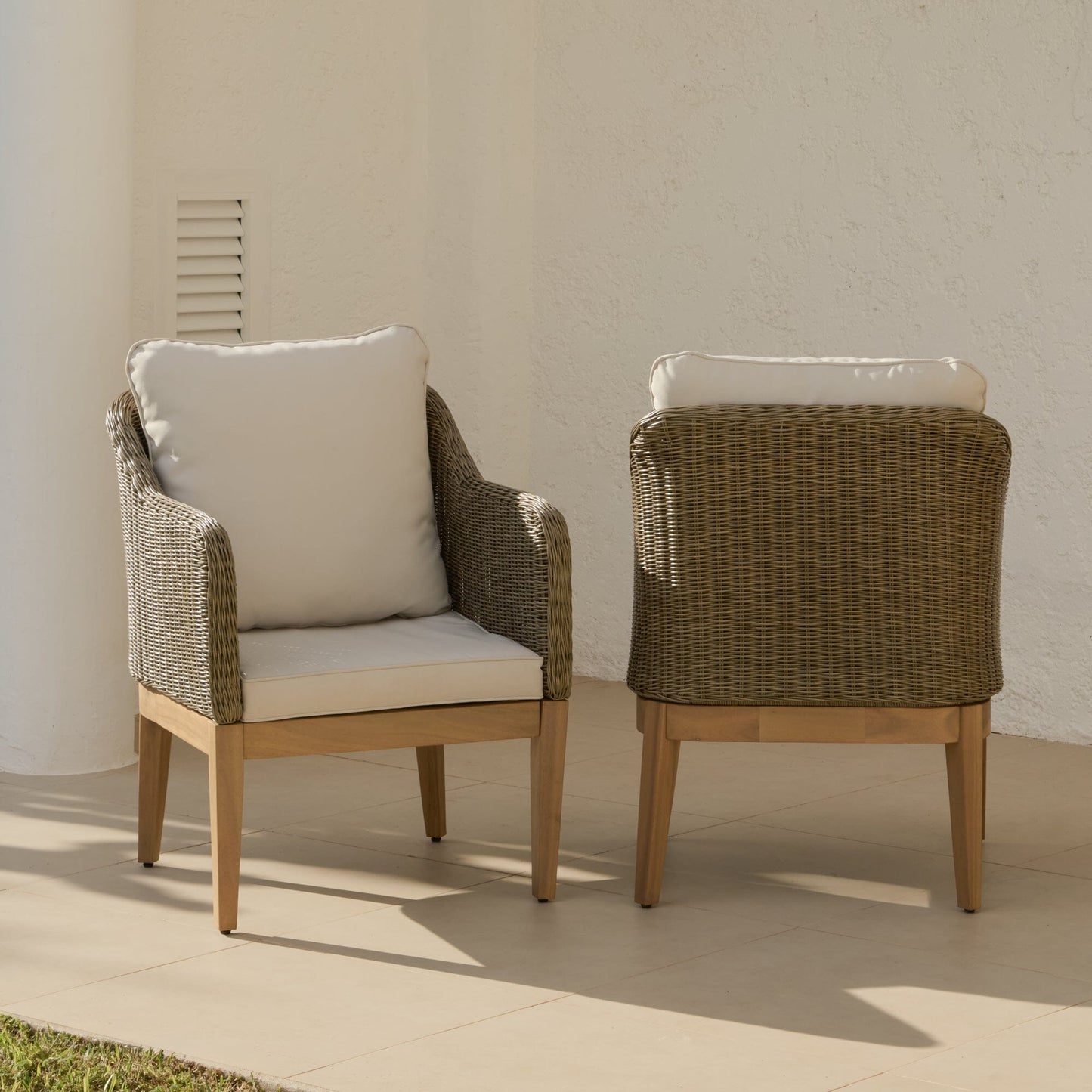 Harlyn Tawny Rattan Garden Armchairs - Set of 2 - Laura James