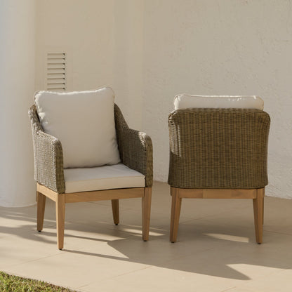 Harlyn Tawny Rattan Garden Armchairs - Set of 2 - Laura James