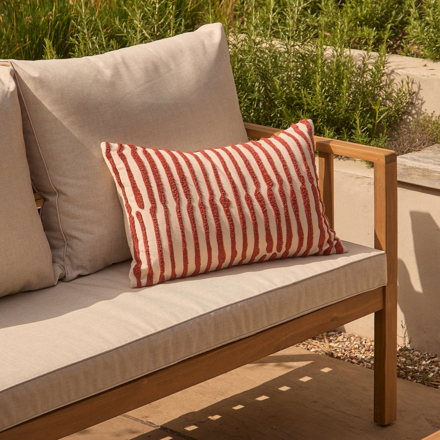 Harrelson 3 Seater Wooden Garden Chaise Corner Set - Natural Acacia and Sand - Laura James