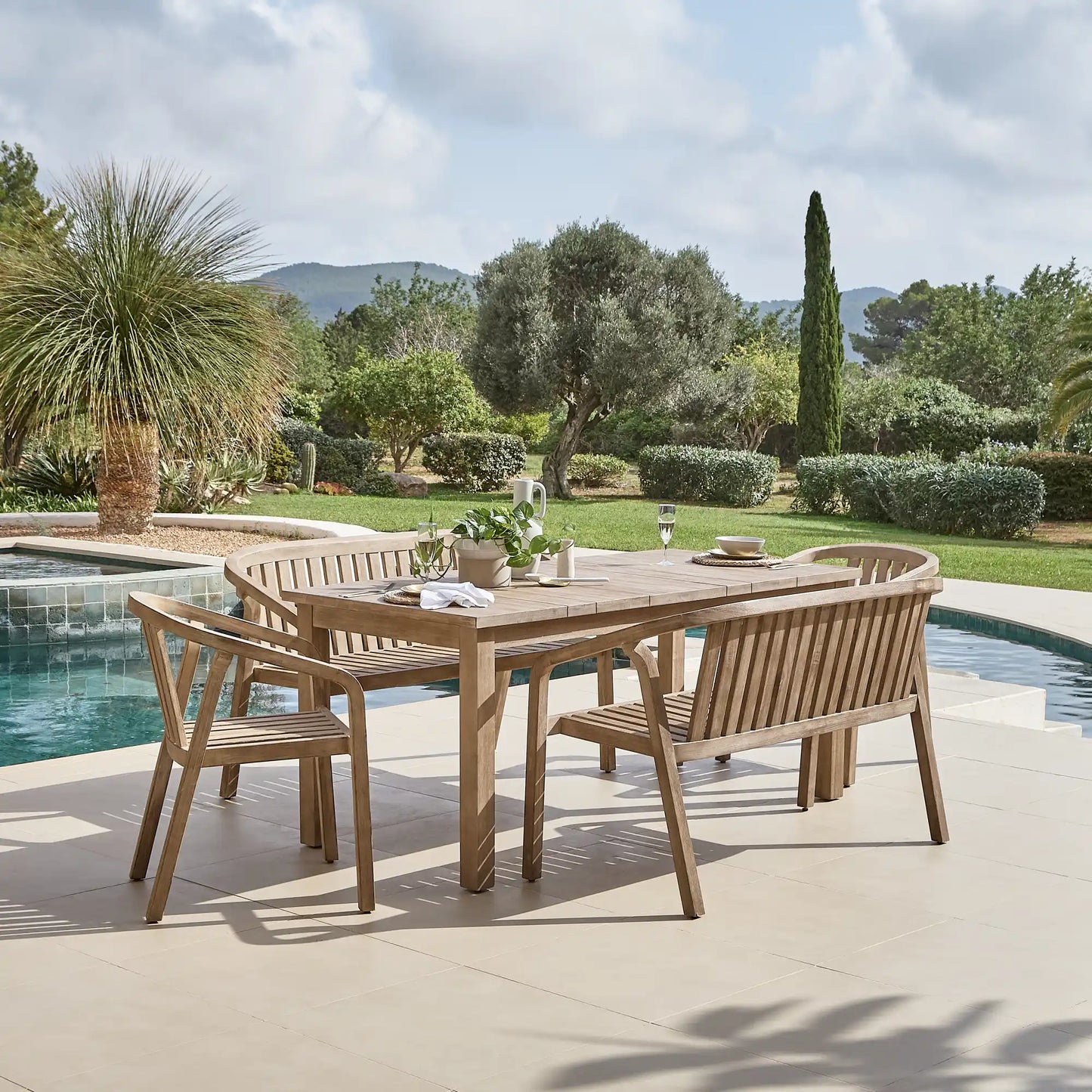 Kuro Wooden Dining Table Set with 2 x Shiro Dining Chairs and 2 x Shiro 130cm Dining Bench