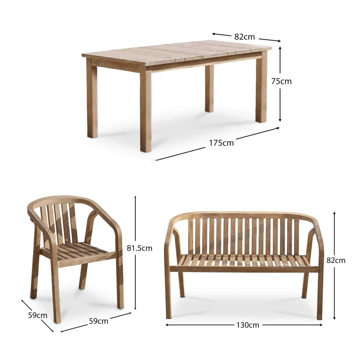 Kuro Wooden 6 Seater Dining Table Set with  Shiro Dining Chairs and Bench - Laura James 