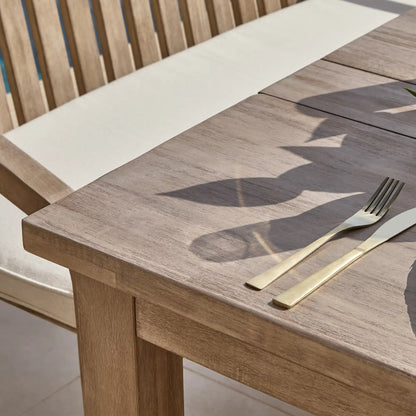 Kuro Wooden Dining Table Set with 2 x Shiro Dining Chairs and 2 x Shiro 130cm Dining Bench with Cushions - Cotton White