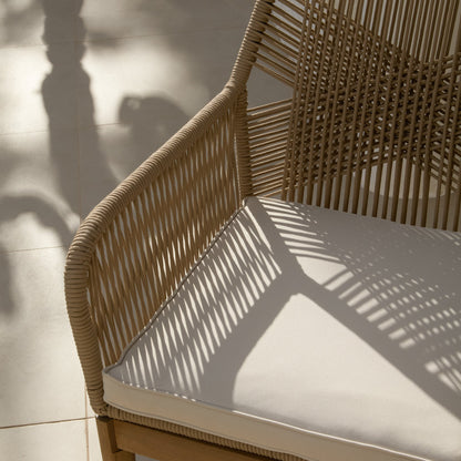 Killian White Acacia Garden Chairs - Set of 2 - Natural Rope - Laura James