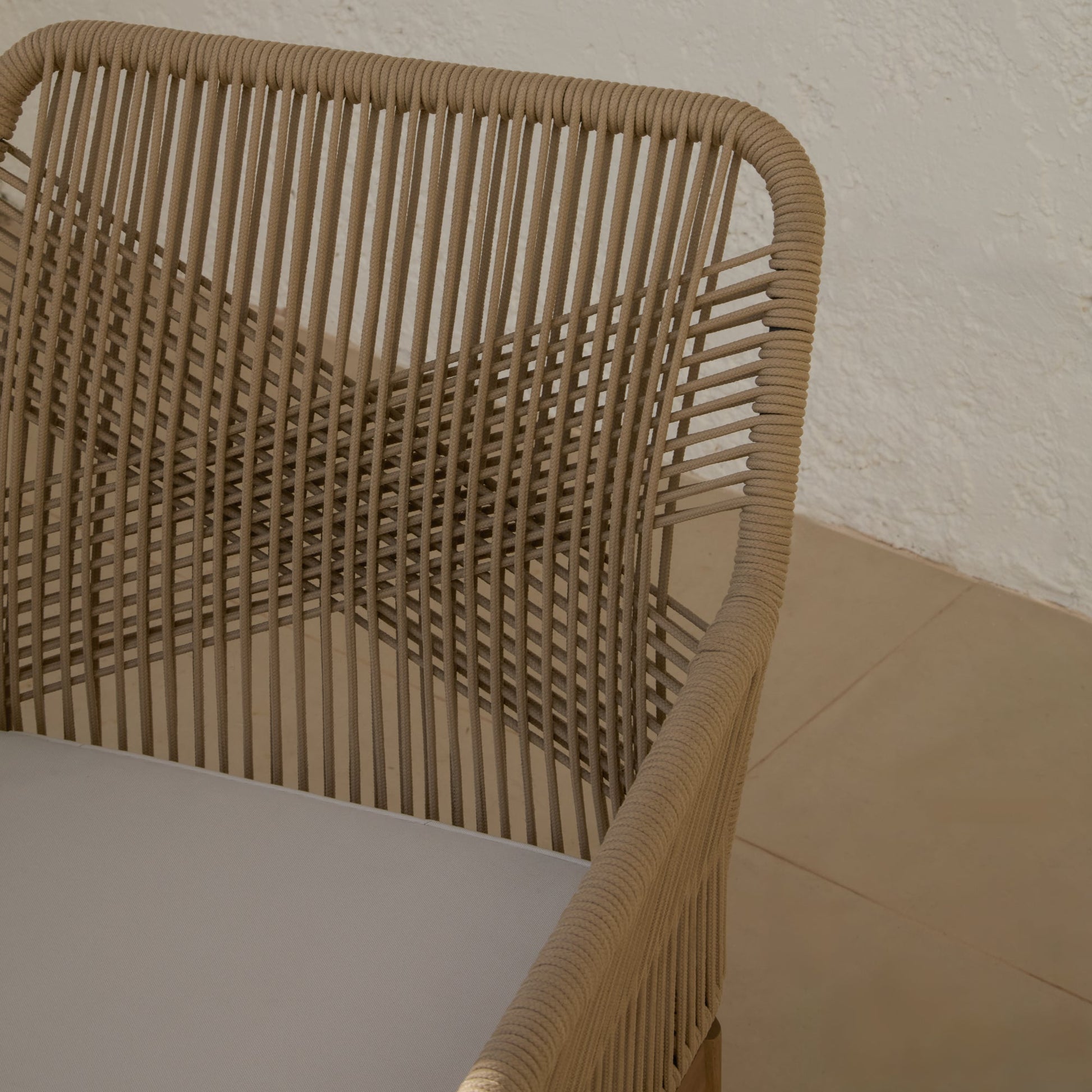 Killian White Acacia Garden Chairs - Set of 2 - Natural Rope - Laura James