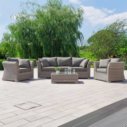 Lisbon 3 Seater Rattan Garden Sofa Set in Grey
