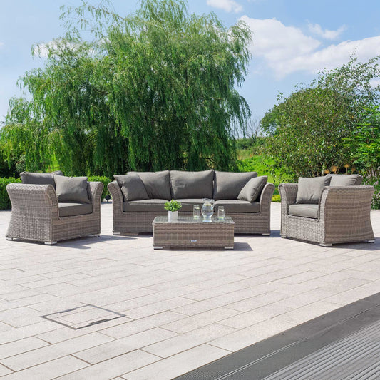 Lisbon 3 Seater Rattan Garden Sofa Set in Grey
