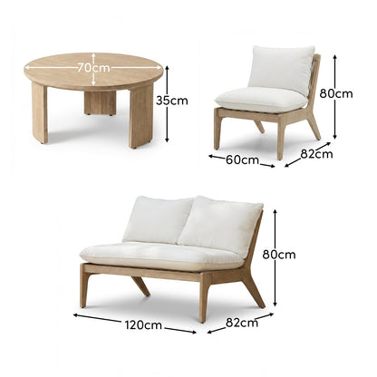 Mali Wooden Garden Sofa Set with Coffee Table & 2 Mali Chairs - Laura James