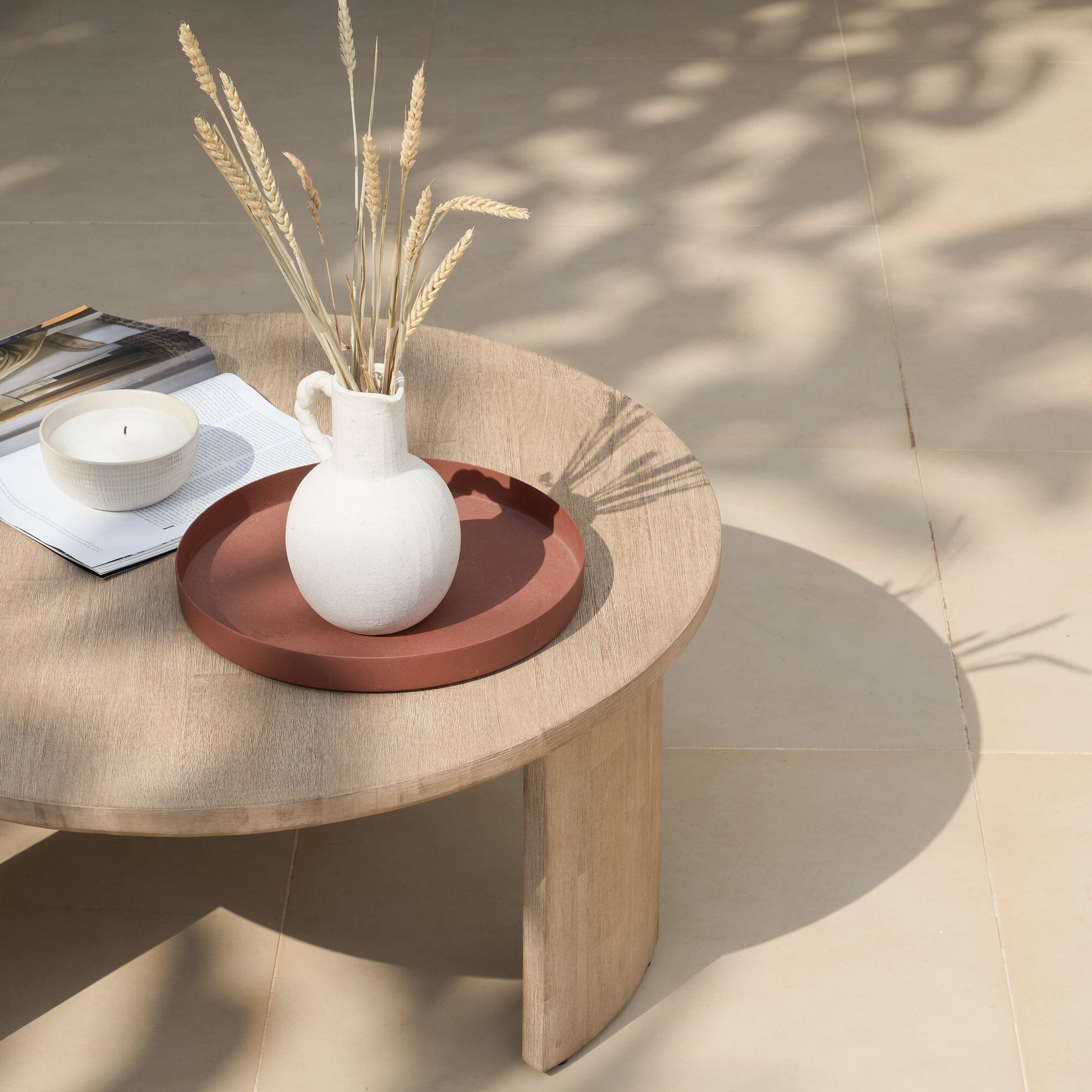 Mali Wooden Garden Coffee Table - Brushed Light Acacia - Laura James