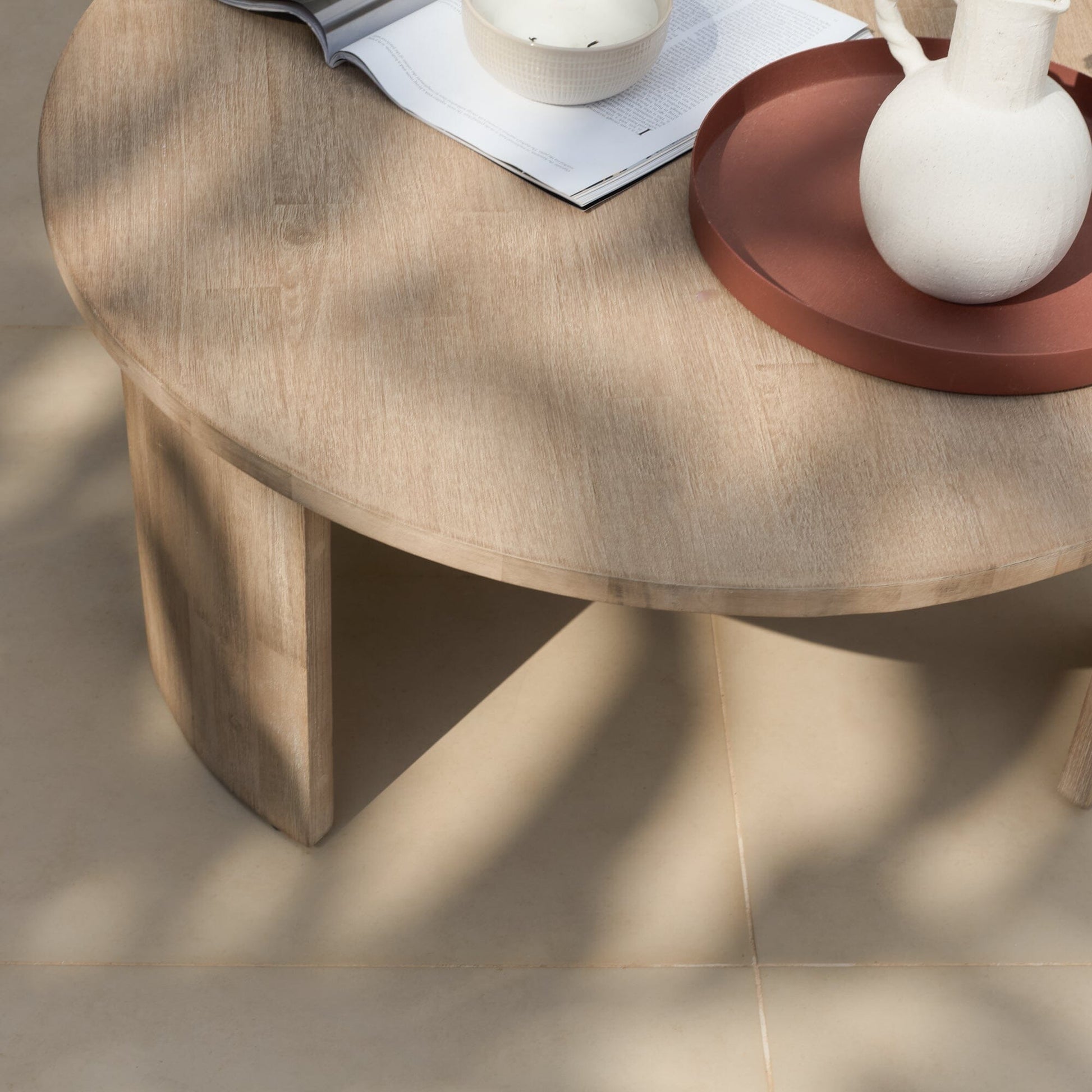 Mali Wooden Garden Coffee Table - Brushed Light Acacia - Laura James