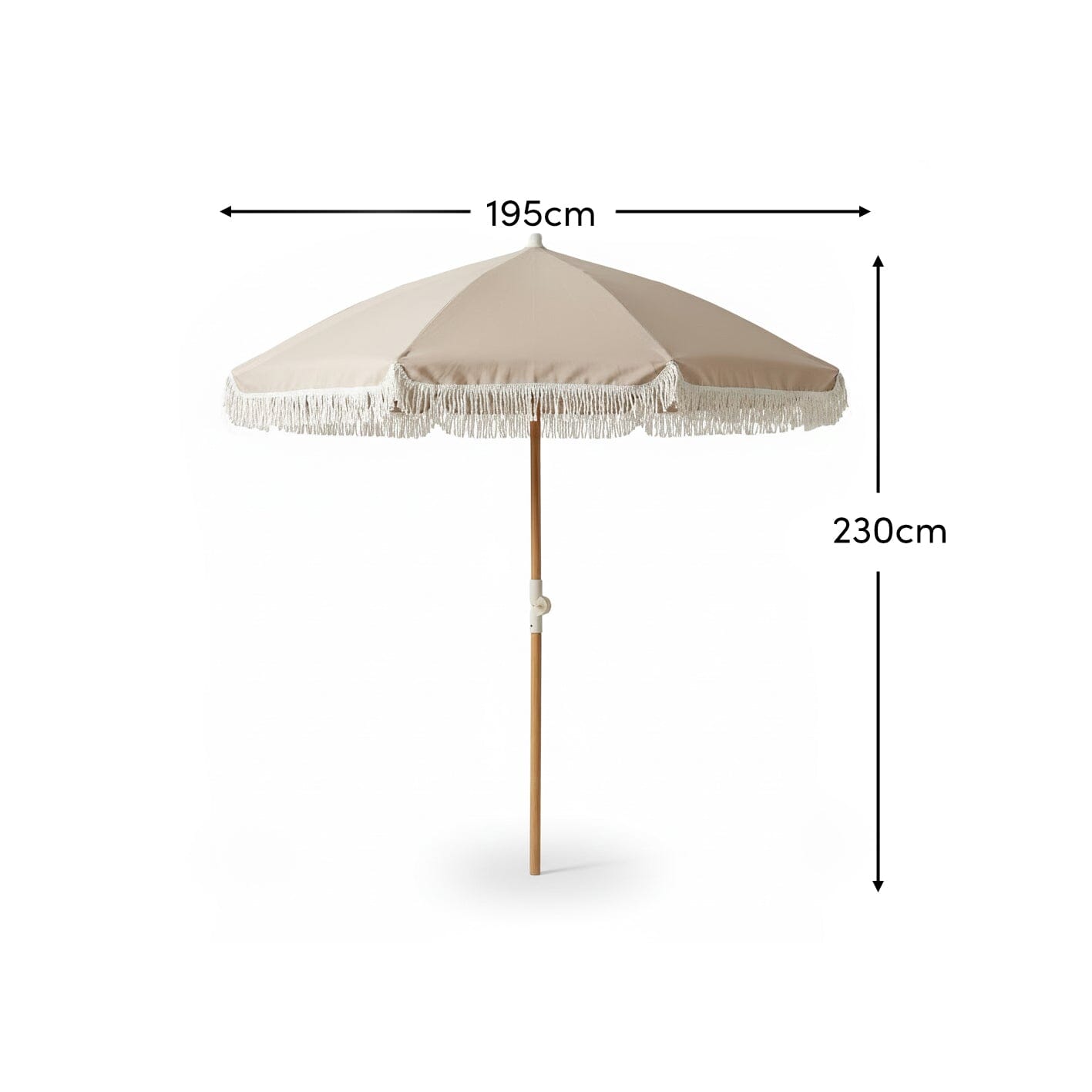 Oia Round Parasol 2m - Wooden Pole - Natural - Laura James 