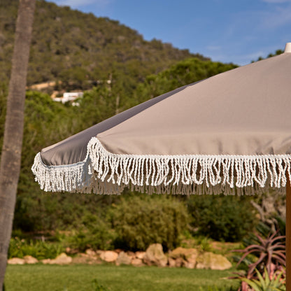 Oia Round Parasol 2m - Wooden Pole - Natural - Laura James