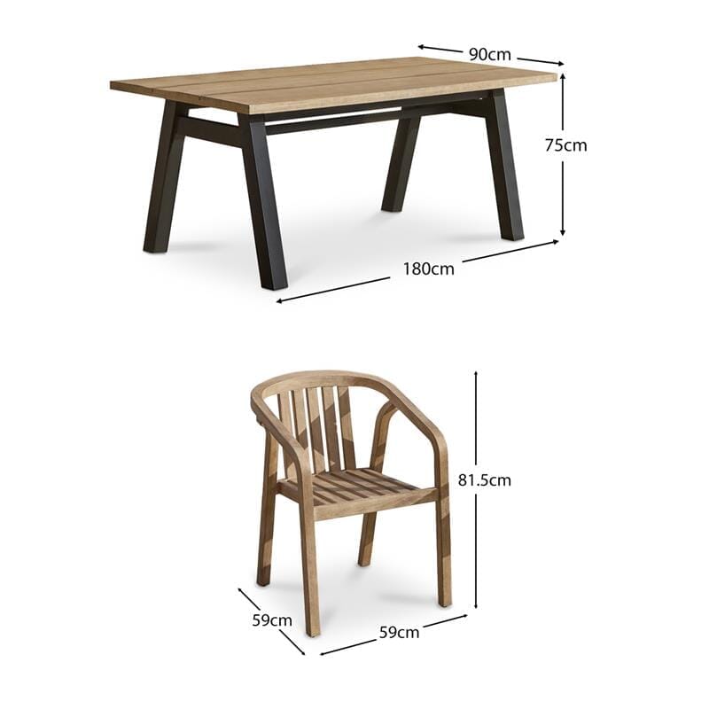 Palm Wooden 6 seater Dining Table Set with  Shiro Dining Chairs - Laura James 