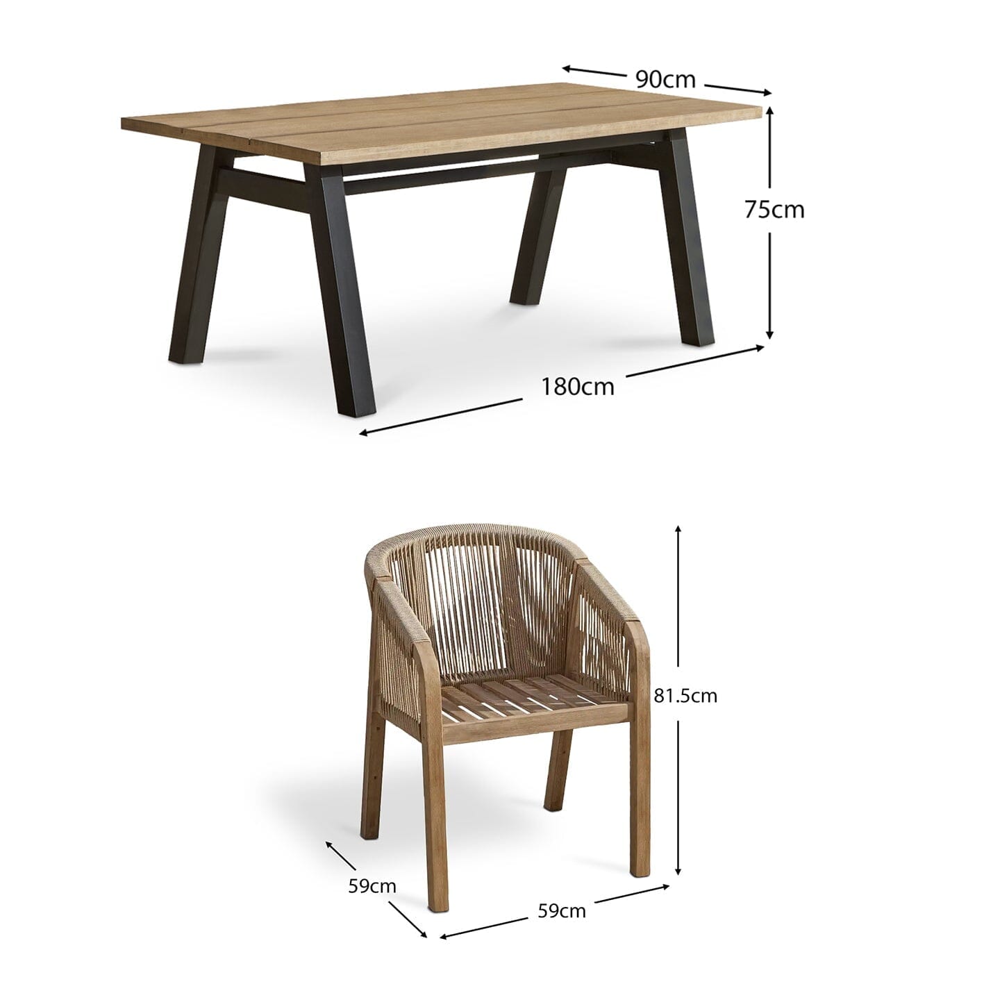 Palm Wooden 6 Seater Dining Table Set with  Nala Wooden Dining Chairs - Laura James 