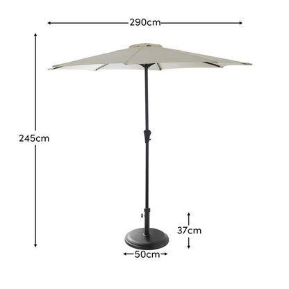 Round 3m Cream Parasol with 25kg Parasol Base - Black Concrete - Laura James