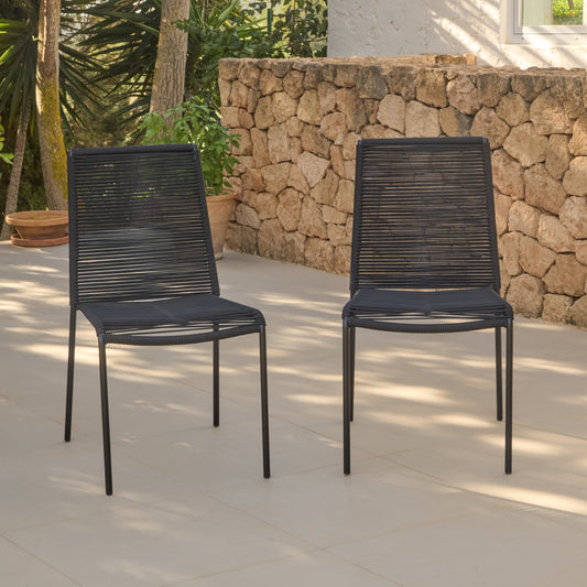 Ryder Black Rope Garden Chairs - Set of 2 - Laura James