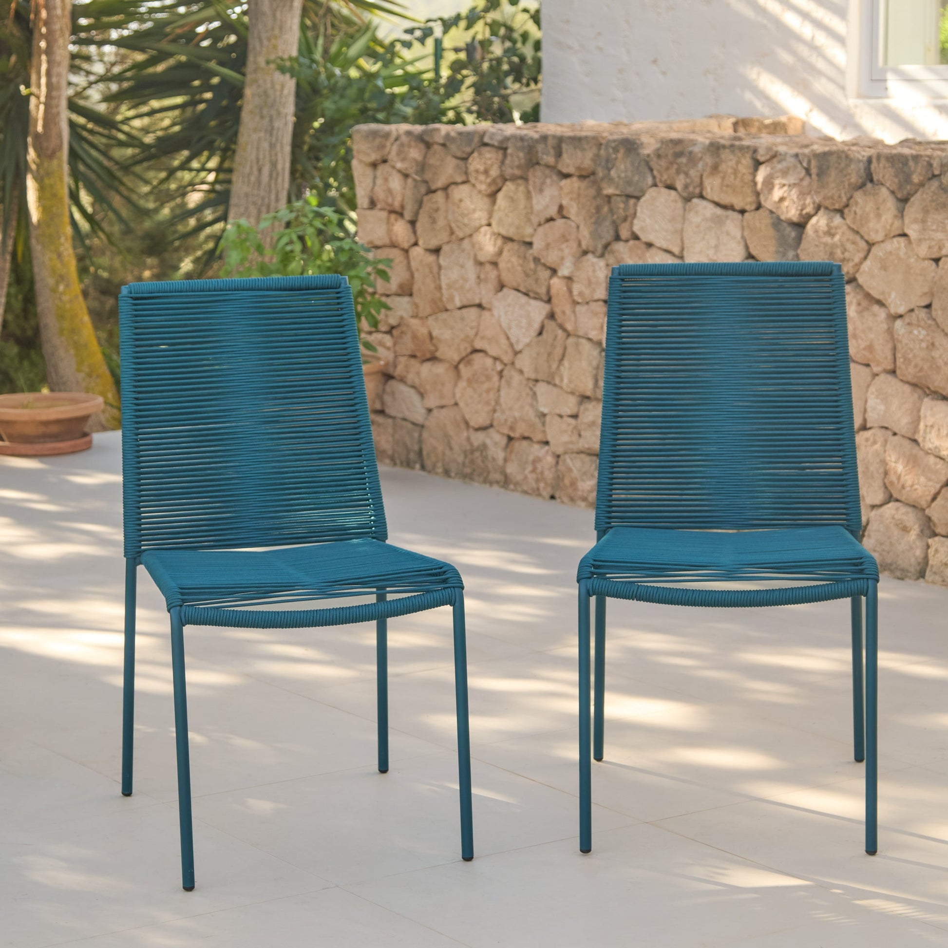 Ryder Teal Rope Garden Chairs - Set of 2 - Laura James