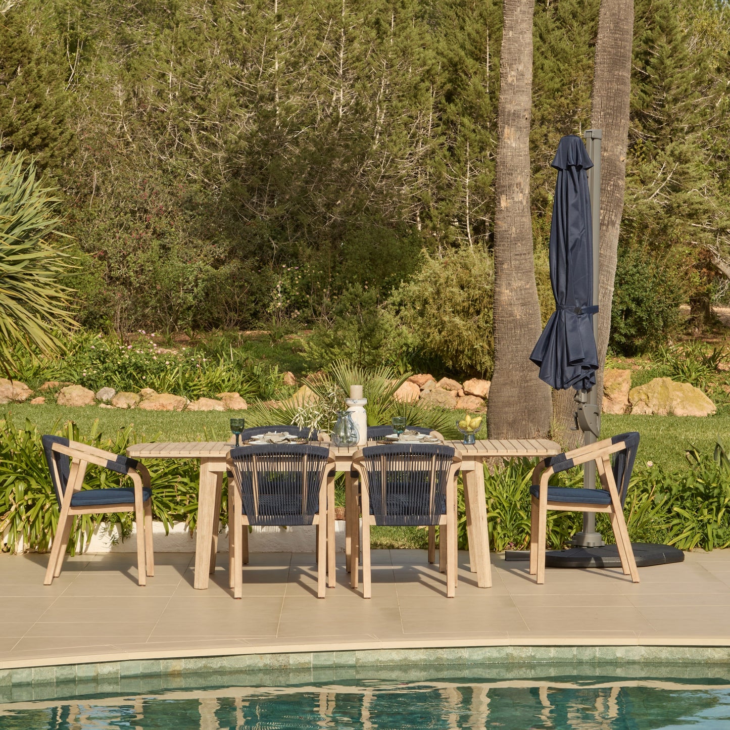 Fira Dark Blue Parasol - 2.5m Square Cantilever - Laura James