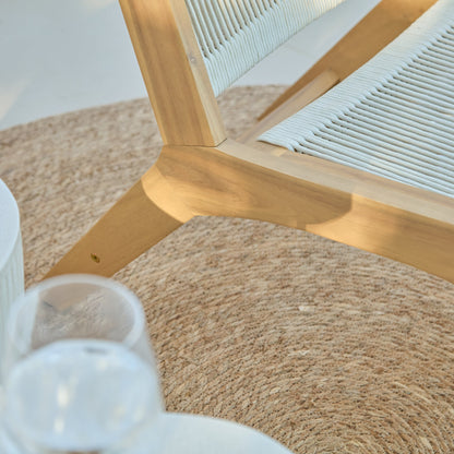 Seren White Acacia Occasional Garden Chair - Beige Rope - Laura James