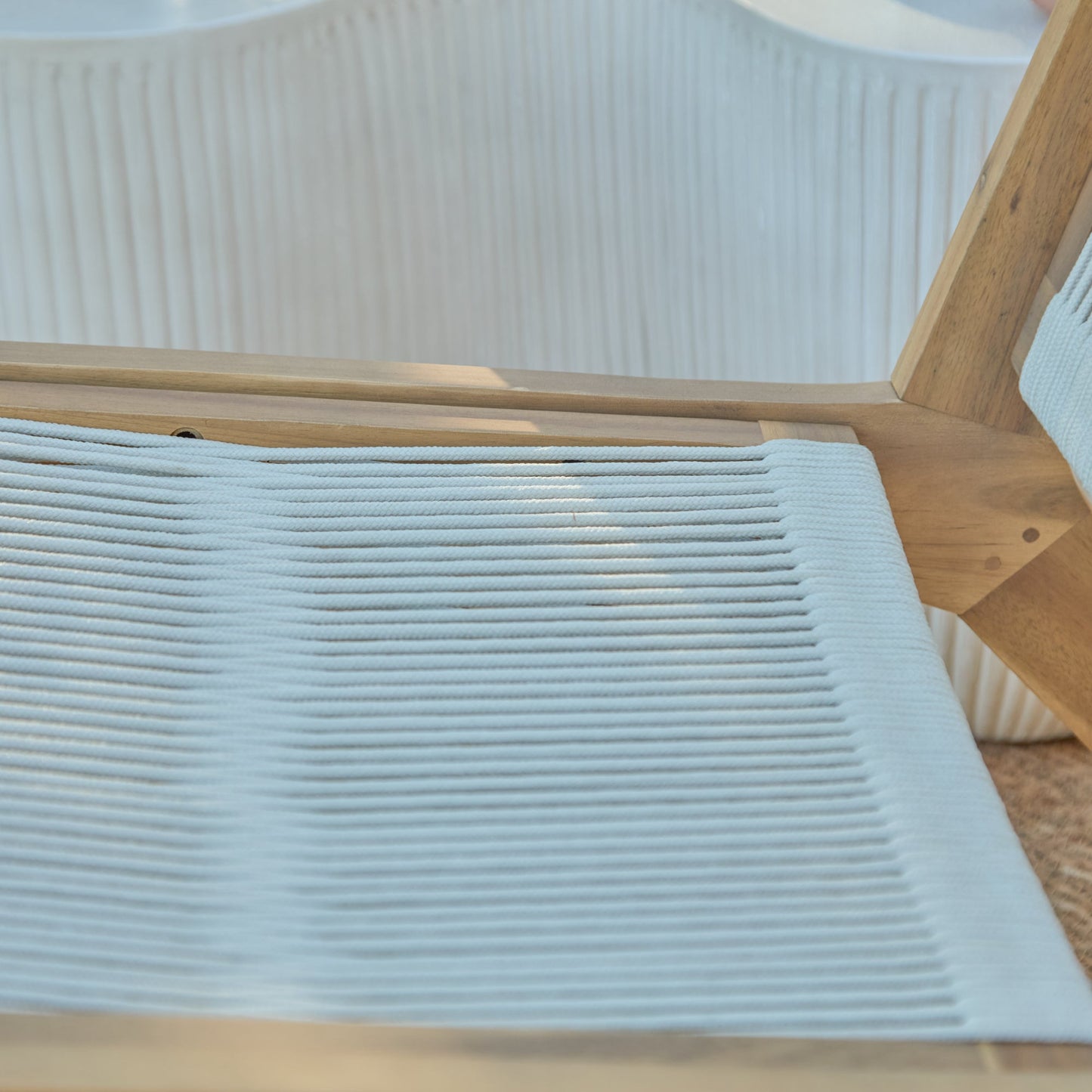 Seren White Acacia Occasional Garden Chair - Beige Rope - Laura James