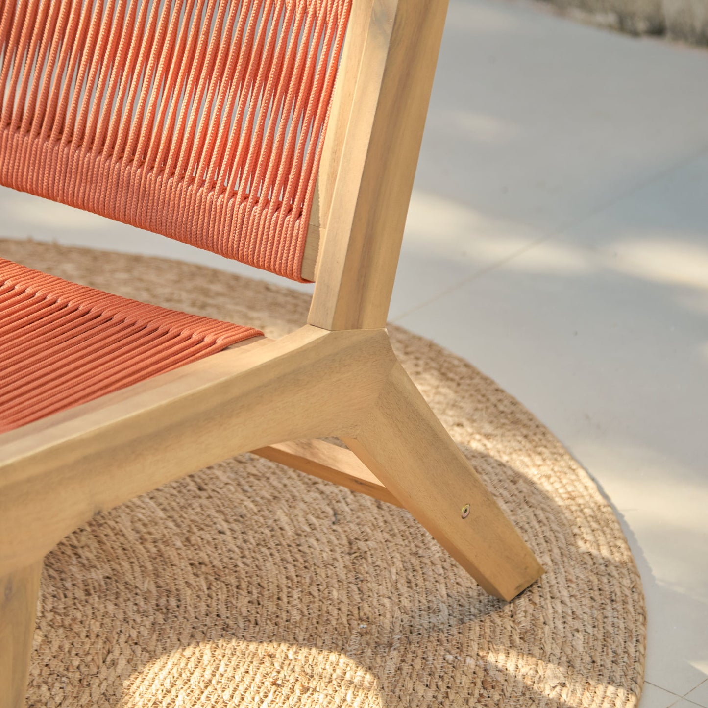 Seren White Acacia Occasional Garden Chair - Burnt Orange Rope - Laura James