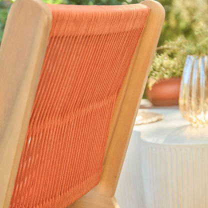 Seren White Acacia Occasional Garden Chair - Burnt Orange Rope - Laura James
