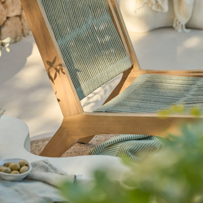 Seren White Acacia Occasional Garden Chair - Mottled Green Rope - Laura James