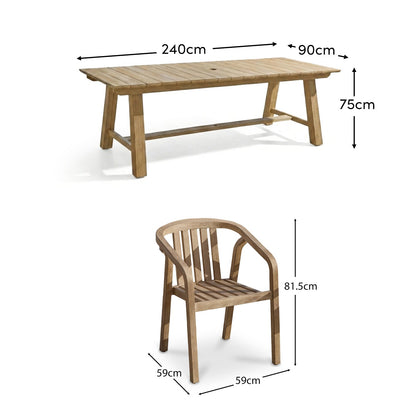 Shiro 8 Seater Garden Dining Set with Shiro Dining Chairs - Laura James