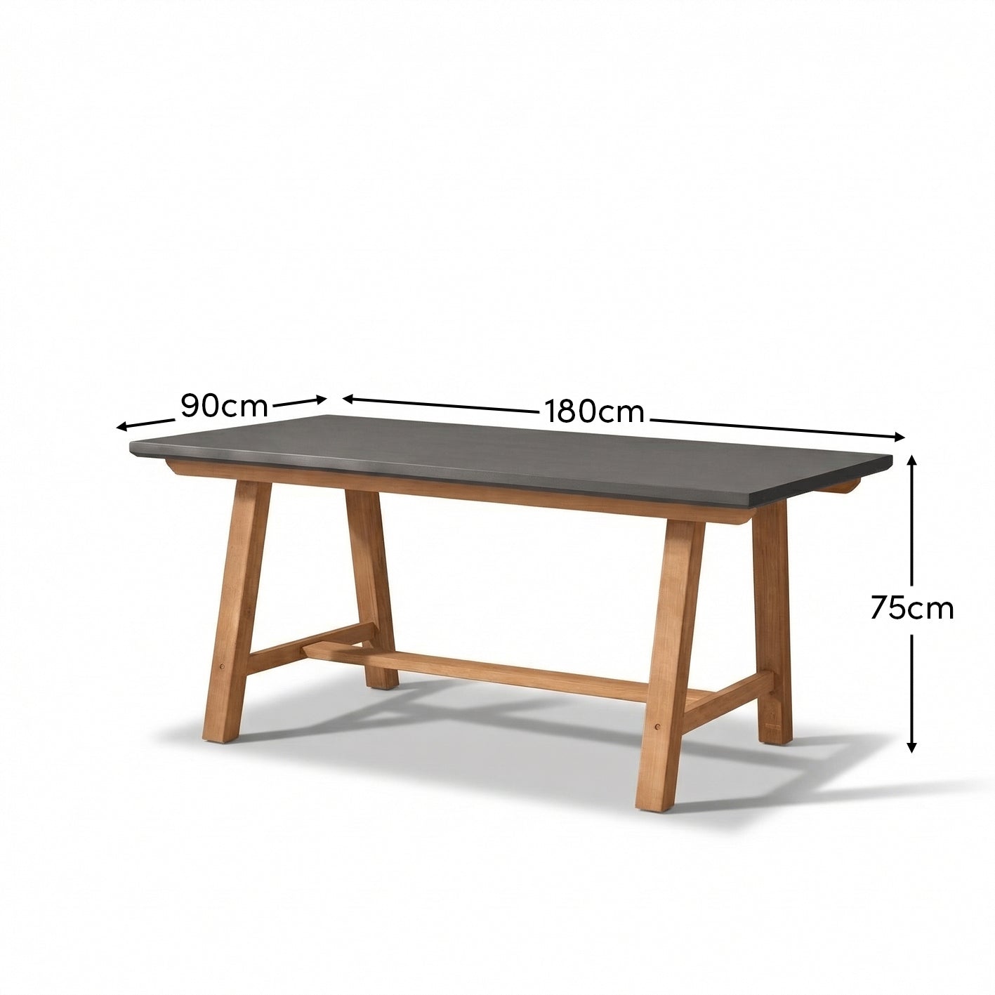 Shiro Brushed Light Acacia Garden Dining Table - Dove Grey Concrete - Laura James