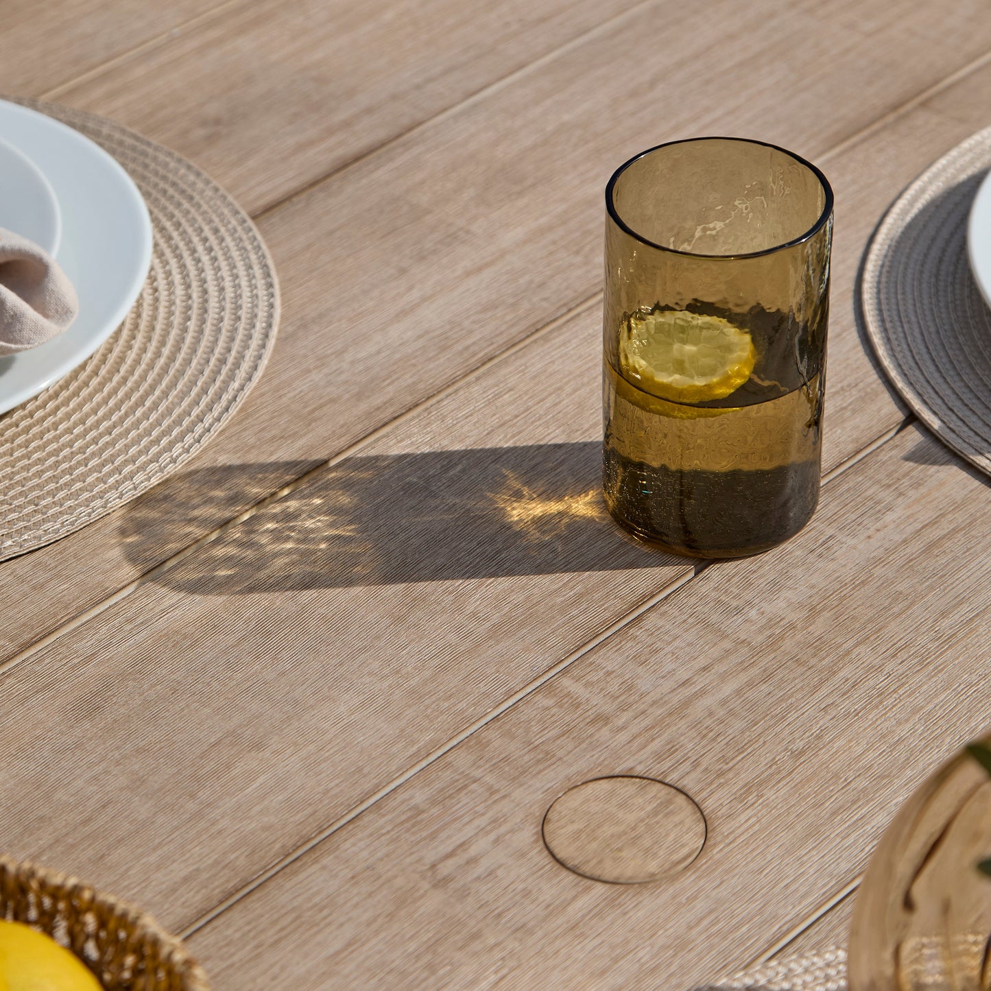 Shiro Round Garden Table - Brushed Light Acacia