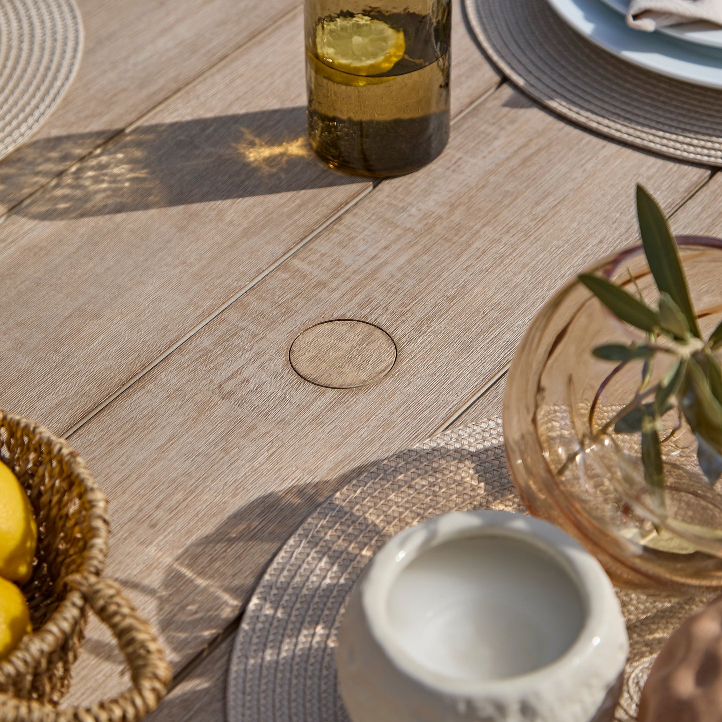 Shiro Round Garden Table - Brushed Light Acacia