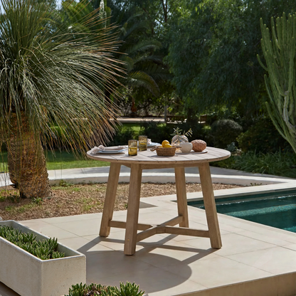 Shiro Round Garden Table - Brushed Light Acacia - Laura James