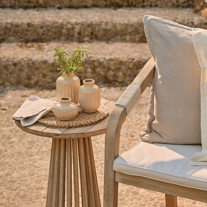 Shiro Wooden Garden Bench - Beige Rope - Laura James